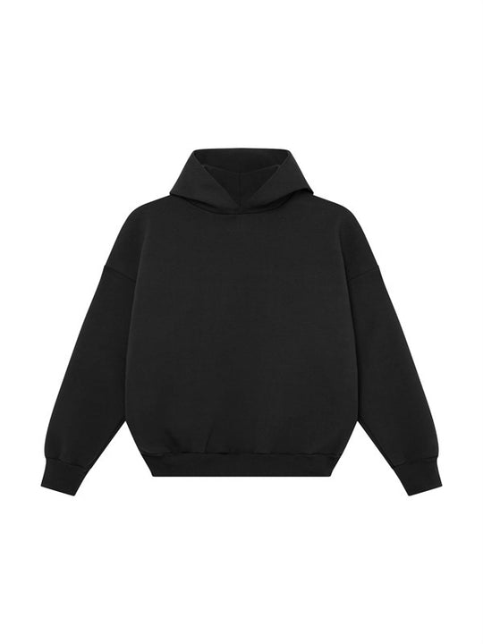 Unisex minimalistischer Kapuzenpullover ohne Kängurutasche mit überschnittener Schulter und geripptem Saum EB