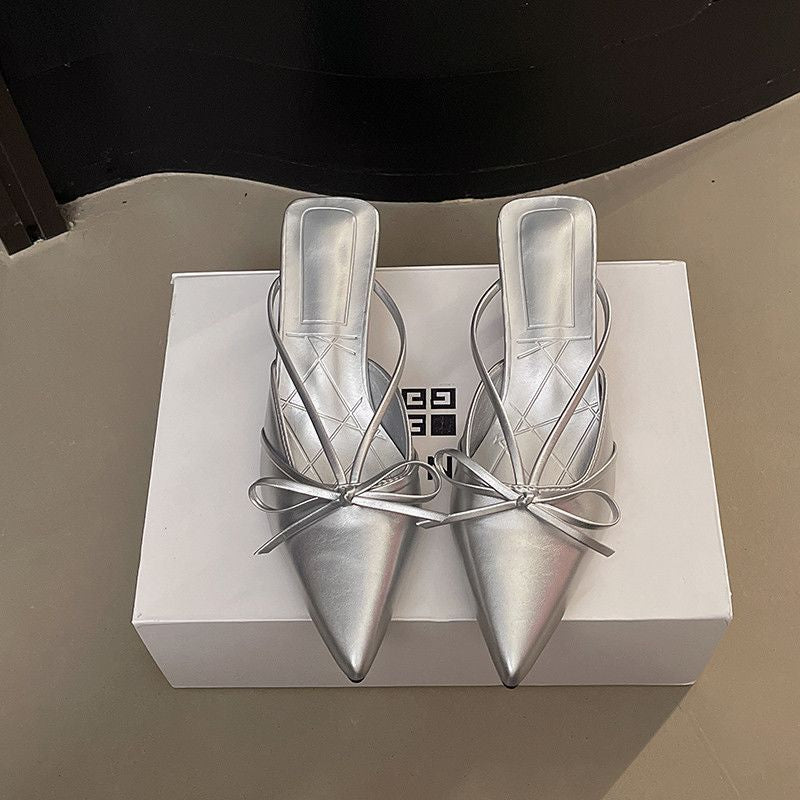 Damen Slingback High Heel Schuhe mit zierlichem Schleifendetail EB
