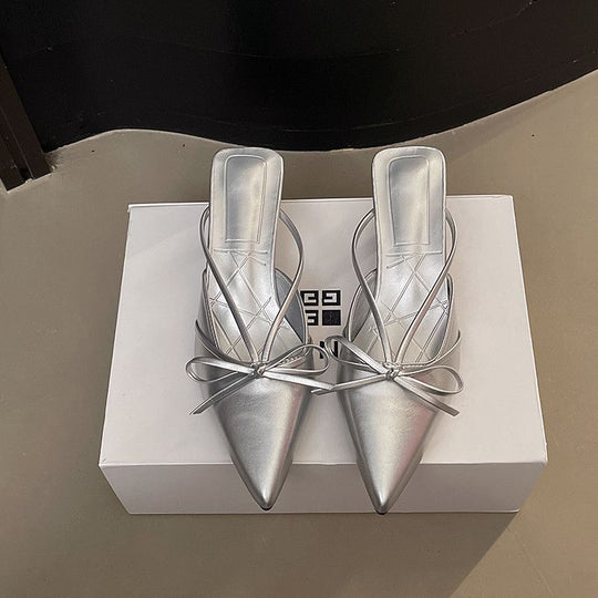 Damen Slingback High Heel Schuhe mit zierlichem Schleifendetail EB
