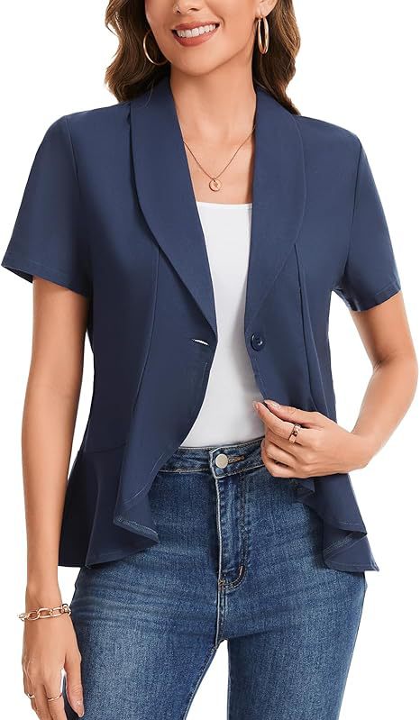 Damen schicke Blazerjacke mit asymmetrischem Schnitt EB