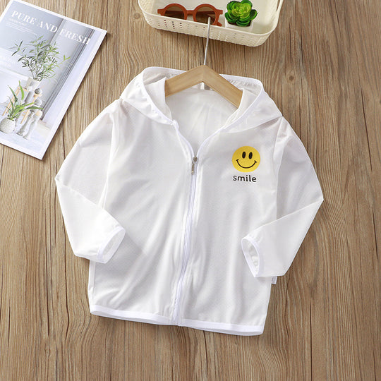 Unisex nan Kinder leichte Kapuzenjacke mit atmungsaktivem Meshstoff und durchgehendem Reißverschluss  EB