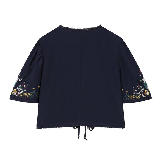 Damen kurze Bluse mit Platz für elegantes Binden EB