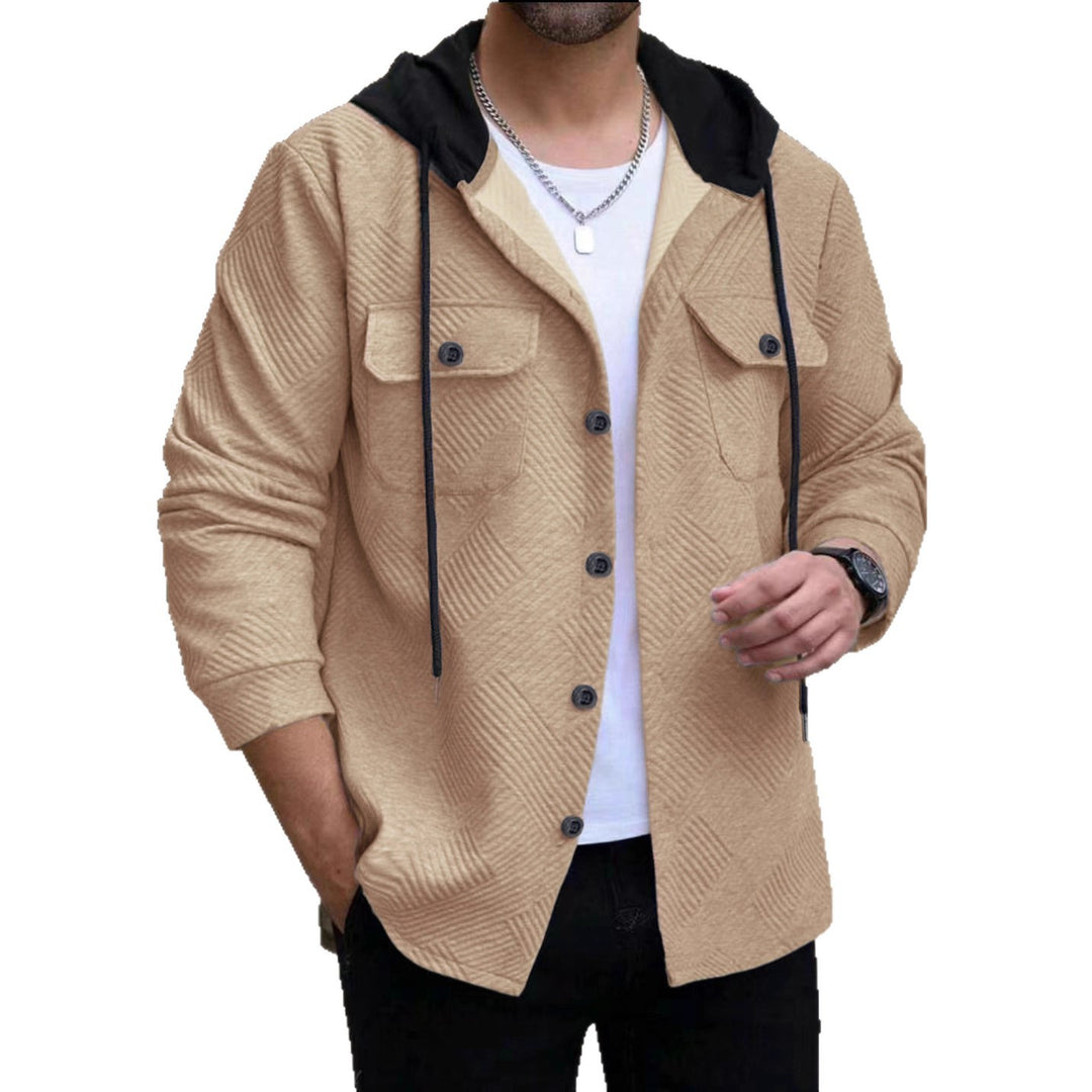 Herren lässige Utility-Jacke mit Kapuze und strukturiertem Muster EB