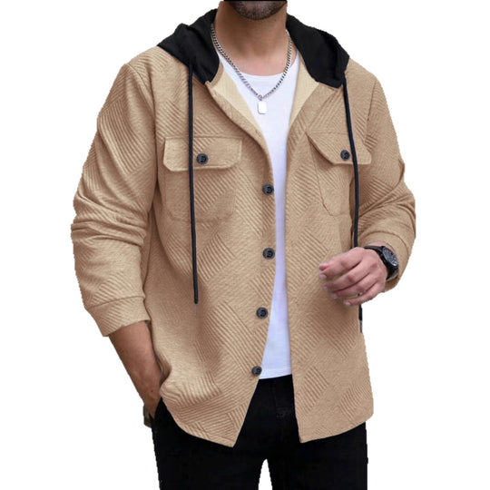 Herren lässige Utility-Jacke mit Kapuze und strukturiertem Muster EB