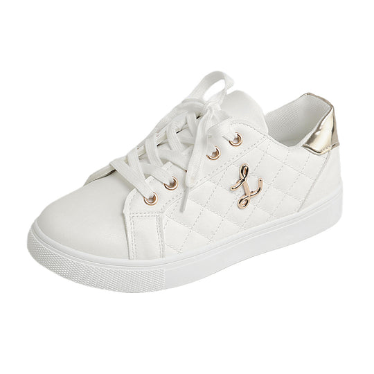 Damen Freizeit-Sneaker mit elegantem Steppdesign und goldenen Akzenten EB