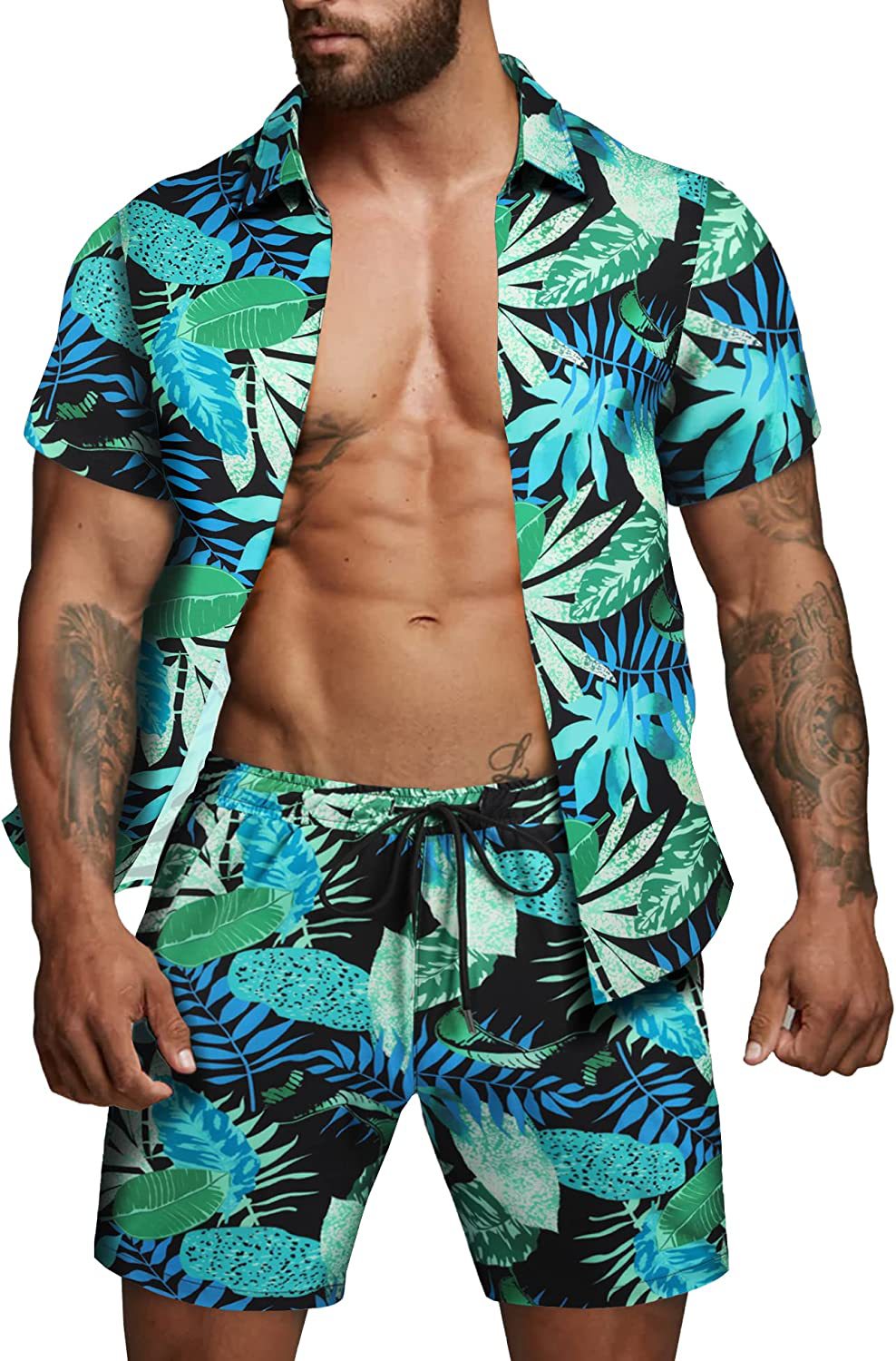 Herren kurzärmliges Hemd und Badeshorts Set EB