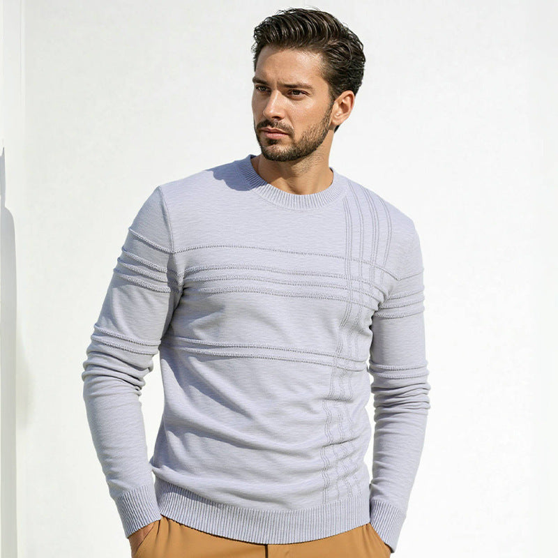 Herren Pullover mit modernem Strukturdesign und hohem Kragen EB