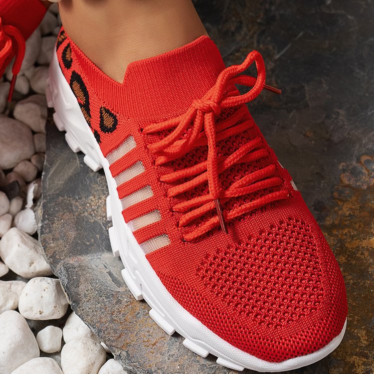Damen Sportliche Sneakers mit atmungsaktivem Netzmaterial und modischem Tiermuster EB