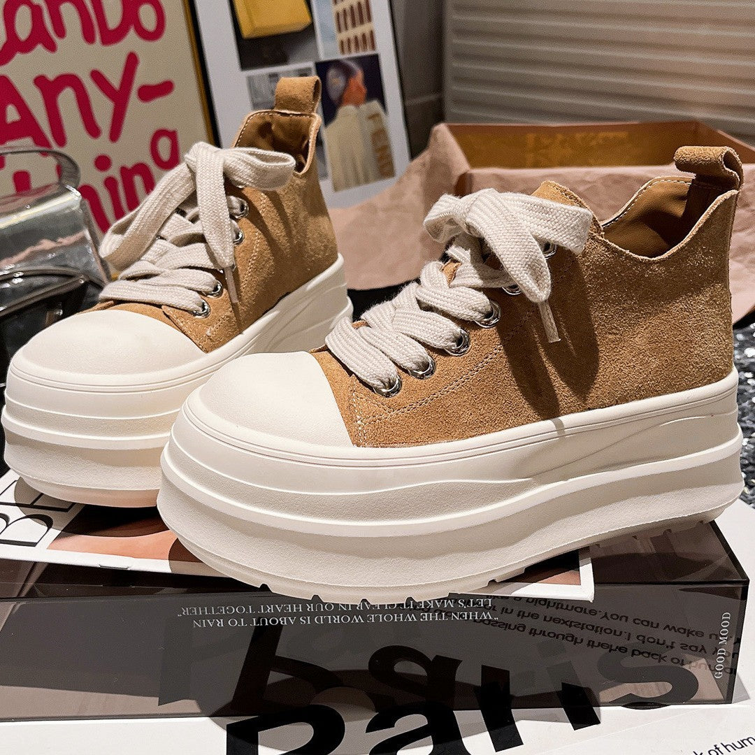 Damen Sportliche Chunky Sneakers mit hohem Plateau und atmungsaktiver Oberflächenstruktur EB