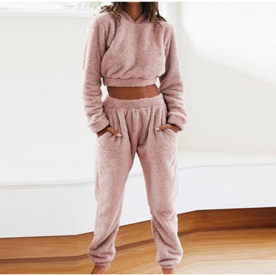 Damen kuscheliges Lounge-Set aus weichem Fleece EB