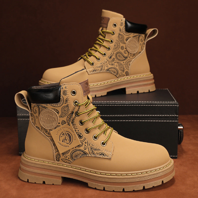 Damen Modische und robuste High-Top Stiefel mit detaillierter Paisleymuster EB