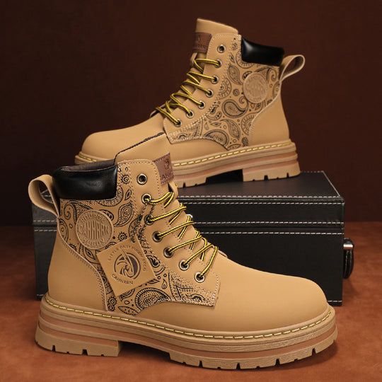 Damen Modische und robuste High-Top Stiefel mit detaillierter Paisleymuster EB
