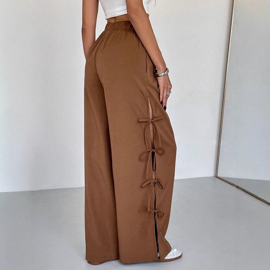 Damen weite Freizeithose mit seitlichen Schnürdetails EB