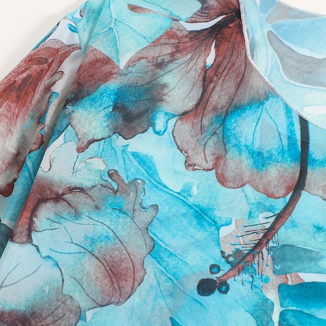 Damen transparenter Strandoberteil mit floralem Muster EB