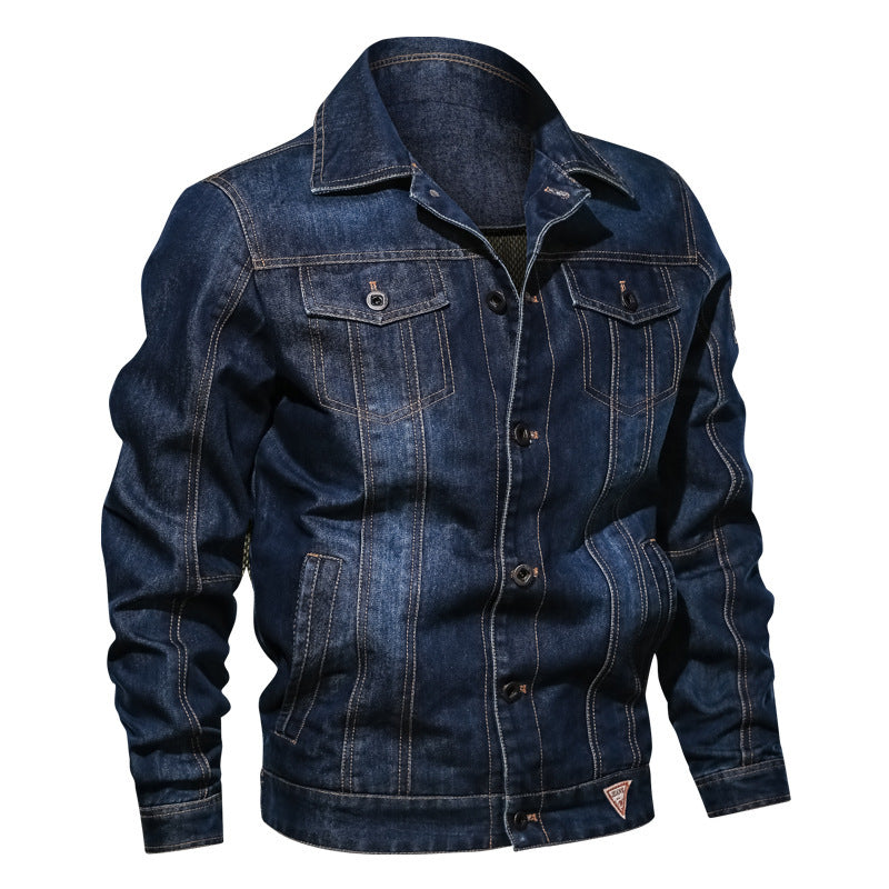 Herren Denim-Truckerjacke mit markanten Kontrastnähten und Brusttaschen EB