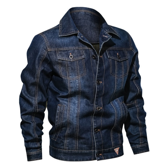 Herren Denim-Truckerjacke mit markanten Kontrastnähten und Brusttaschen EB