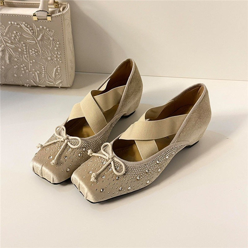 Damen elegante Ballerina-Schuhe mit außergewöhnlicher Strassverzierung EB