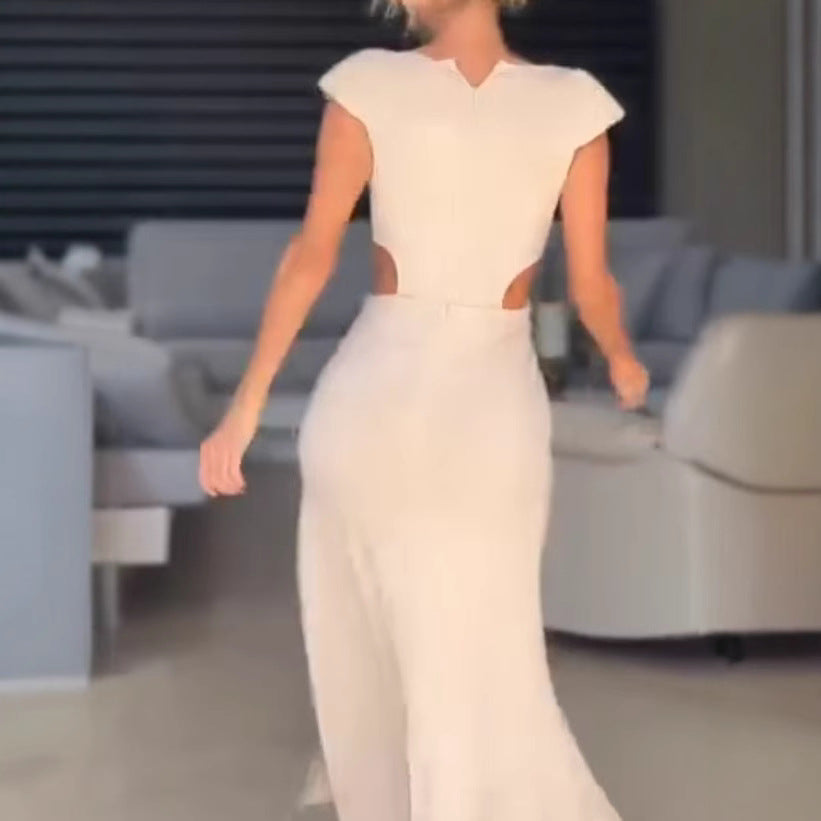 Damen Maxikleid mit raffiniertem Wickel-Design und floralem Akzent EB