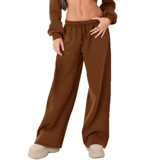 Damen nan relaxed-fit Wide‑Leg Sweatpants mit hohem Komfortbund Kordelzug und nahtverdeckten Eingrifftaschen EB