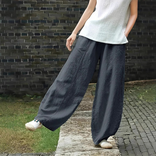 Damen Elegante Palazzo-Hose mit bequemer Passform und lockerem Schnitt EB