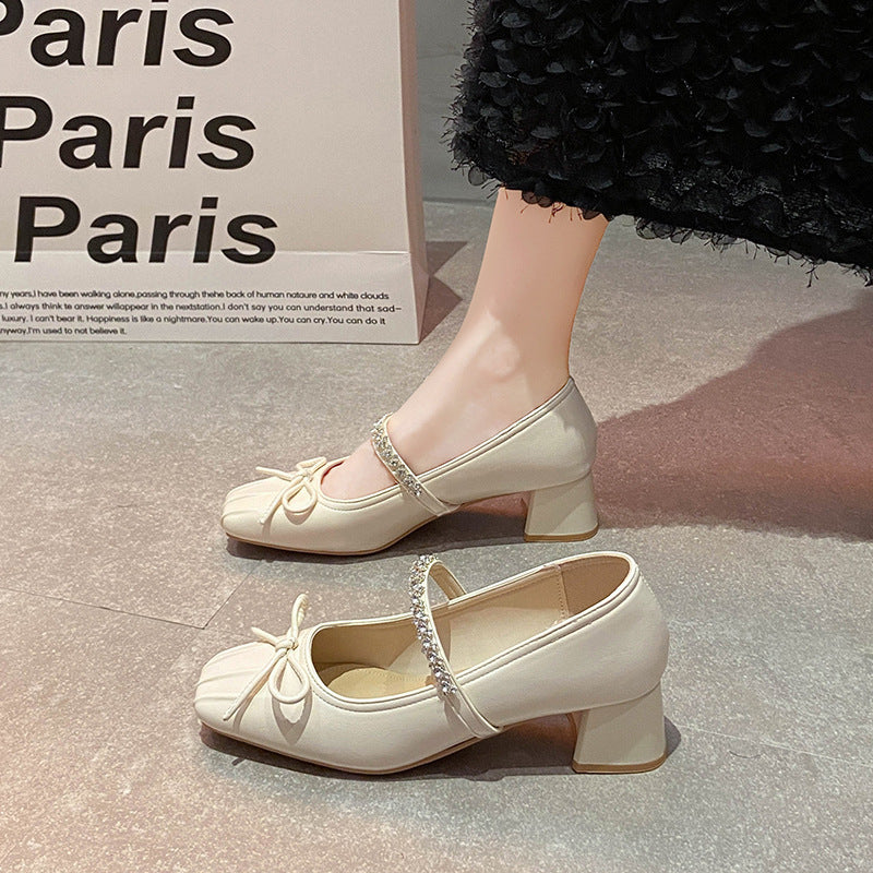 Damen Ballerinas mit funkelndem Riemen und zierlicher Schleifenverzierung EB