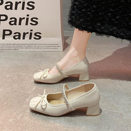 Damen Ballerinas mit funkelndem Riemen und zierlicher Schleifenverzierung EB
