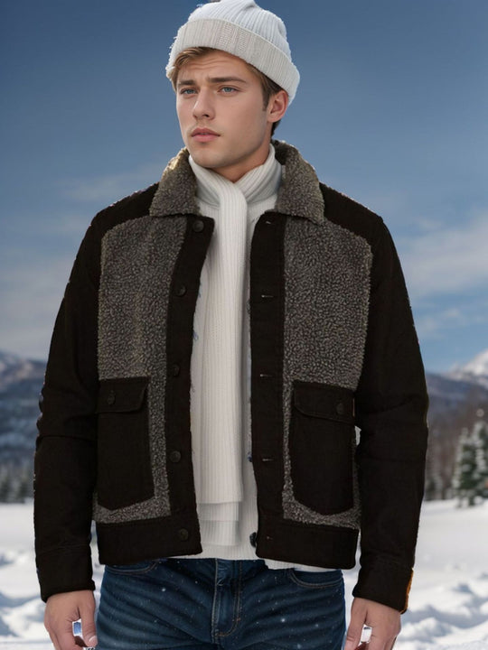 Herren lässige Fleece-Jacke mit strukturiertem Kragen EB