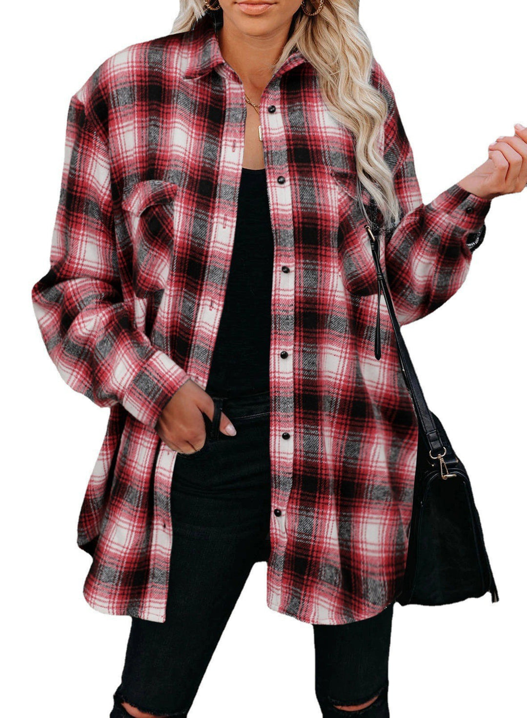 Damen Flanell Hemd im Vintage-Stil mit Karomuster und Brusttaschen EB