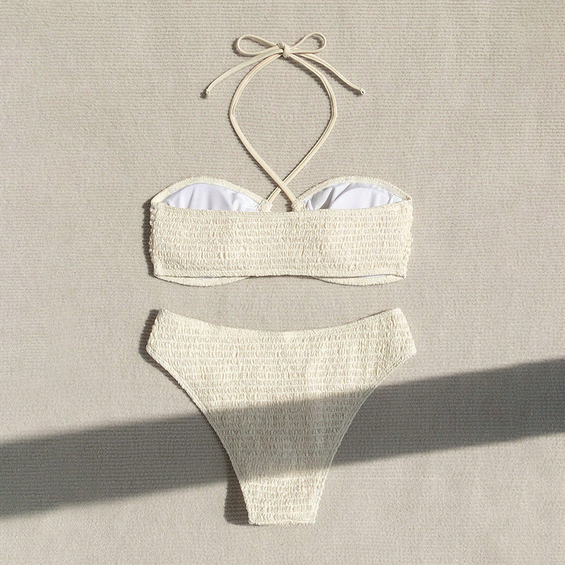 Damen Bandeau-Bikini mit hoch geschnittenem Slip und eleganten Bindebändern EB