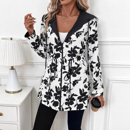 Damen Leichtgewichtige Kapuzenjacke mit tierischem Muster EB