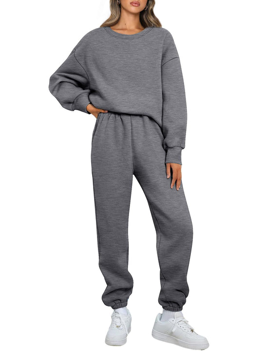 Damen nan gemütliches zweiteiliges Lounge-Set aus French-Terry mit Oversize-Sweatshirt und taillierter Jogginghose EB