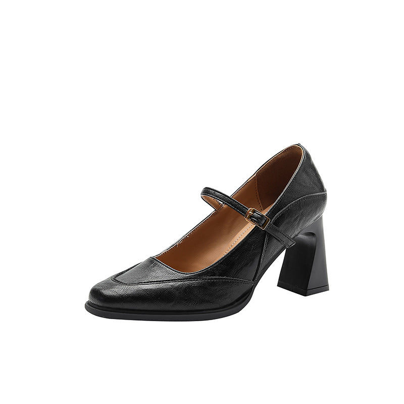 Damen elegante Mary Jane Pumps mit stabiler Blockabsatz EB