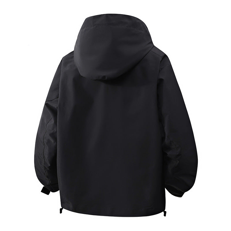 Damen winddichte Übergangsjacke mit Kapuze und verstellbarem Kordelzug EB
