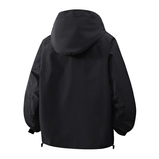Damen winddichte Übergangsjacke mit Kapuze und verstellbarem Kordelzug EB
