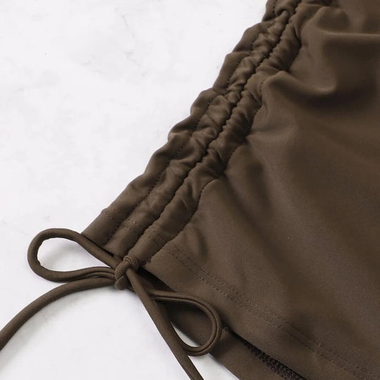 Damen cropped Top mit hohem Bund und Rüschendetails EB