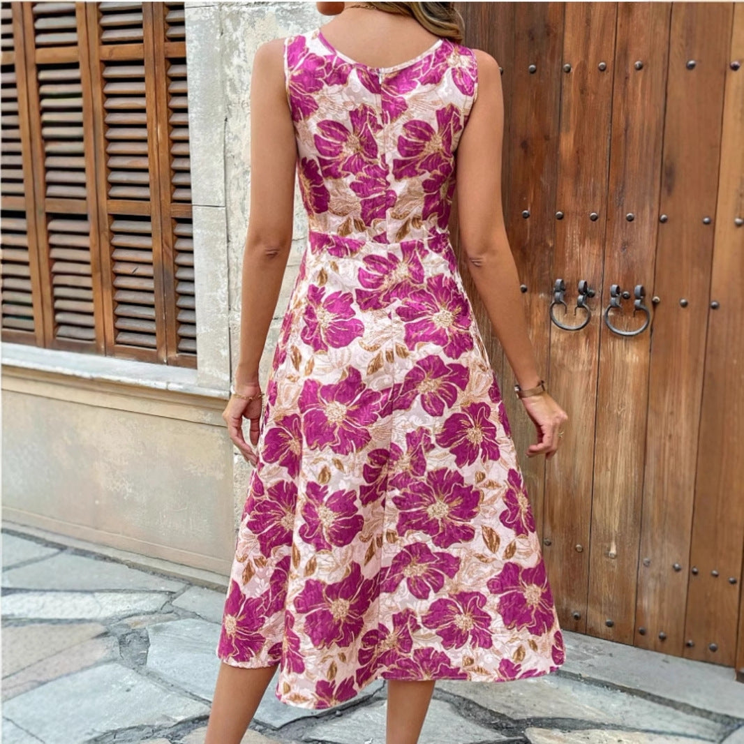Damen Maxikleid mit floralem Design und elegantem A-Linien-Schnitt EB