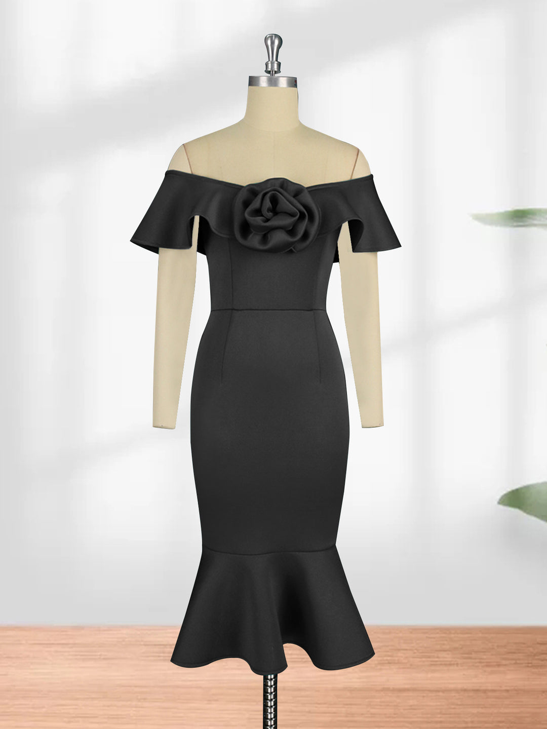 Damen figurbetontes Abendkleid mit Rüschendetails EB