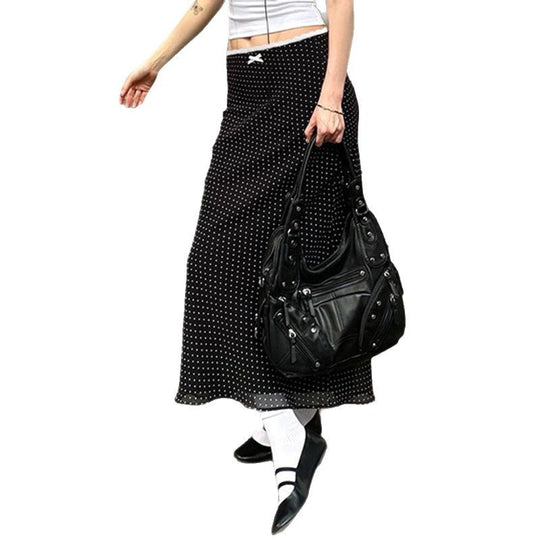 Damen Maxirock mit elegantem Punktmuster und bequemem Elastikbund EB