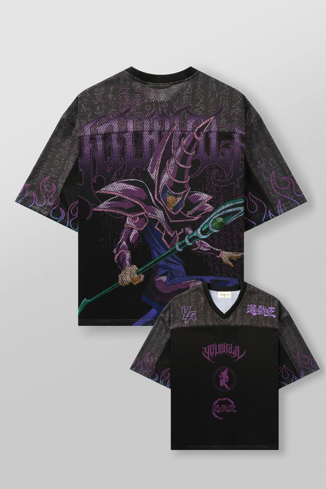 Unisex nan atmungsaktives Netz-Jersey mit großflächigem Anime-Print und V-Ausschnitt EB