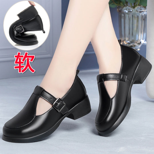 Damen Mary Jane Schuhe mit verstellbarem Riemen und bequemen Blockabsatz EB