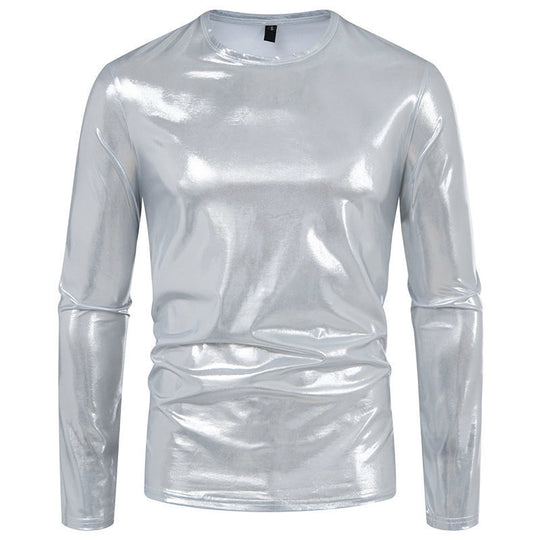 Herren langärmliges Shirt aus glänzendem Stretch-Stoff EB