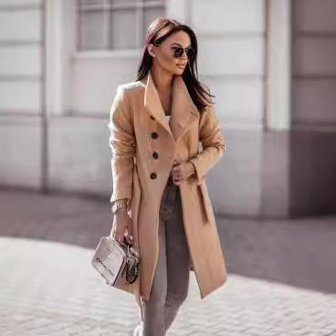 Damen Eleganter Woll-Trenchcoat EB