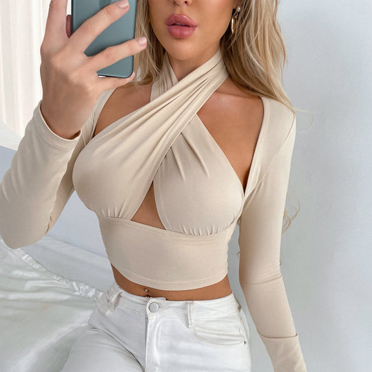 Damen Cropped Top mit innovativem Wickeldesign EB