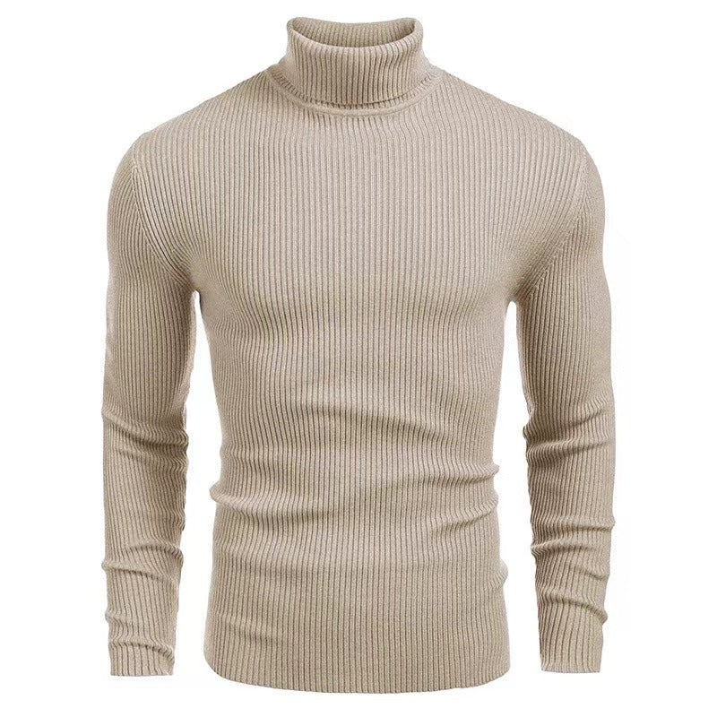 Herren nan Rippstrick Rollkragenpullover figurnaher elastischer Feinstrick EB