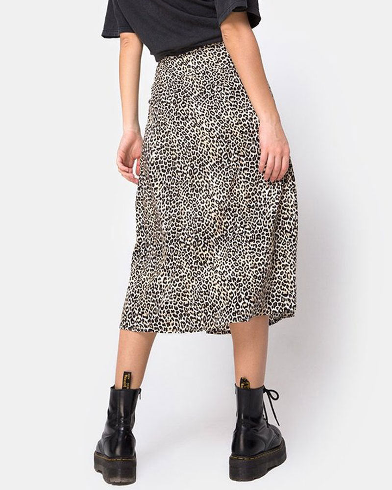 Damen Midirock mit tierischem Print EB