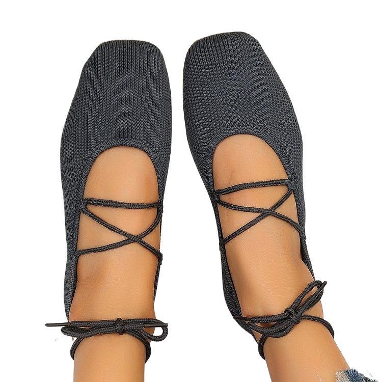 Damen elegante Ballerinas mit geschmackvollem Schnürdesign EB