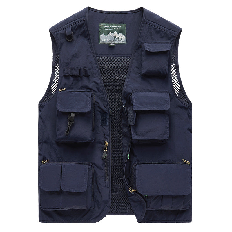 Herren Multifunktionale Angel- und Outdoorweste mit Mesh-Rücken und Mehrfachtaschen EB