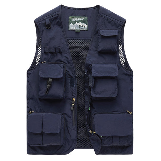 Herren Multifunktionale Angel- und Outdoorweste mit Mesh-Rücken und Mehrfachtaschen EB