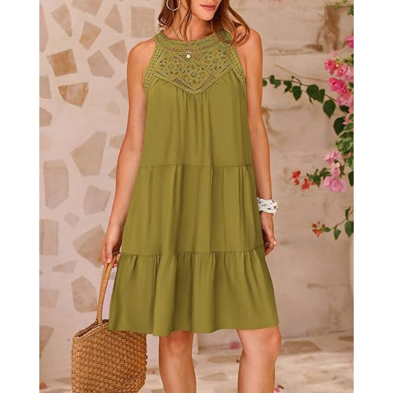 Damen Sommerkleid mit romantischen Häkel-Applikationen EB