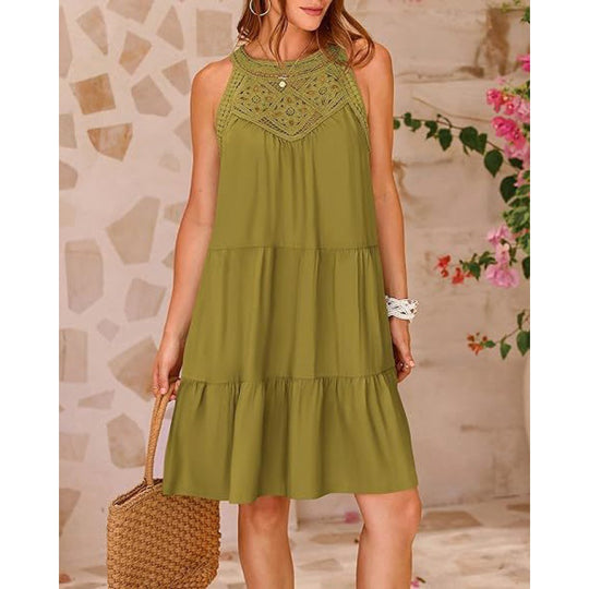 Damen Sommerkleid mit romantischen Häkel-Applikationen EB